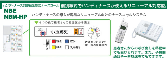 ハンディ対応個別線式ナースコール　NBE　NBM-HP